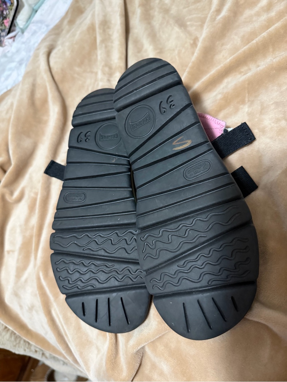 Camper Black Sandals with Green and Pink Accents View 4